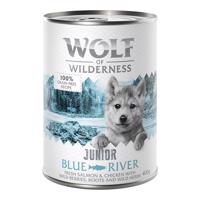 10 + 2 ingyen!  12 x 400 g Wolf of Wilderness - Blue River Junior - csirke & lazac