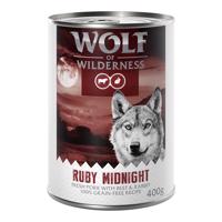 10 + 2 ingyen!  12 x 400 g Wolf of Wilderness - Ruby Midnight: Sertés-, marha- és nyúlhús