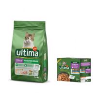 10kg Ultima Cat Sterilized Urinary csirke száraz macskatáp+8x85g Ultima Cat Sterilized nedves macskatápmix (csirke, marha, tonhal, tengeri hal) ingyen