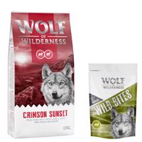 12 kg Wolf of Wilderness "Crimson Sunset" bárány & kecske - gabonamentes száraz kutyatáp+180g Wolf of Wilderness Wild Bites Green Fields - bárány kutyasnack ingyen