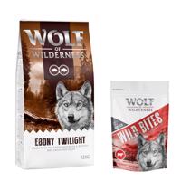 12 kg Wolf of Wilderness "Ebony Twilight" - vaddisznó & bölény - gabonamentes száraz kutyatáp+180g Wolf of Wilderness Wild Bites High Valley - marha kutyasnack ingyen