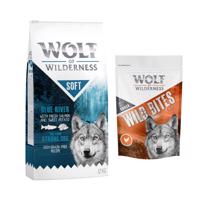 12 kg Wolf of Wilderness "Soft - Blue River" - lazac száraz kutyatáp+180g Wolf of Wilderness Wild Bites Wide Acres - csirke kutyasnack ingyen