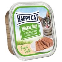 12x100g Happy Cat Minkas Duo Szárnyas & bárány  finom pástétom tálcás nedves macskatáp