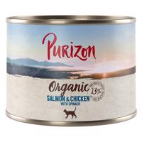 12x200g Purizon Organic Lazac, csirke & spenót nedves macskatáp