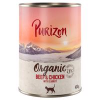 12x400g Purizon Organic Marha, csirke & sárgarépa nedves macskatáp