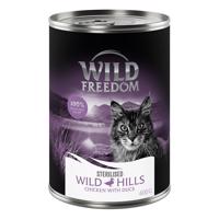 12x400g Wild Freedom Adult Sterilised Wild Hills Sterilised - kacsa & csirke gabonamentes nedves macskatáp