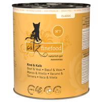 12x800g catz finefood Marha & borjú nedves macskatáp konzerv