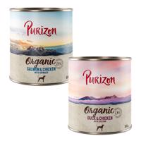 12x800g Purizon Organic nedves kutyatáp- Vegyes csoma 6 x kacsa & csirke, 6 x lazac & csirke