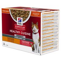 12x80g Hill's Science Plan Adult Sterilised Healthy Cuisine csirke & lazac nedves macskatáp