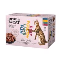 12x85g PrimaCat Classic aszpikban nedves macskaeledel mix 4 változattal