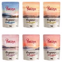 12x85g Purizon Organic nedves macskatáp  Vegyes csomag (4x csirke, 4x marha, 2x lazac, 2x kacsa)