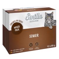 12x85g Smilla Senior falatok zöldséggel szószban csirke & sárgarépa nedves macskatáp