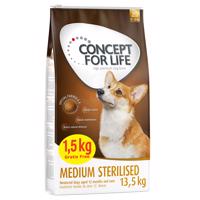 13,5 kg Concept for Life Medium Sterilised száraz kutyatáp 12+1,5kg ingyen