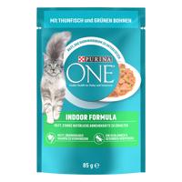 13x85g Purina ONE Indoor Formula nedves macskatáp- tonhal & zöldbab