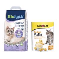 14 l Biokat's Classic Extra 3in1 macskaalom+140g GimCat Cheese Rollies maxcskasnack ingyen