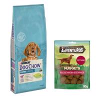 14kg PURINA Dog Chow Puppy bárány száraz kutyatáp+90g Adventuros vaddisznó kutyasnack ingyen