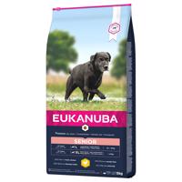 15kg Eukanuba Caring Senior Large Breed csirke száraz kutyatáp 13+2 ingyen