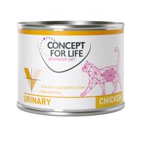 24 x 200 g Concept for Life Veterinary Diet Urinary Chicken nedves eledel felnőtt macskáknak