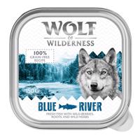 24x150g Wolf of Wilderness Adult - Single protein tálcás nedves kutyatáp - Blue River - hal