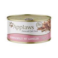 24x156g Applaws hús-/hallében nedves macskatáp-tonhalfilé & garnéla