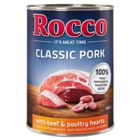 24x400g Rocco Classic Pork Marha & szárnyasszív nedves kutyatáp