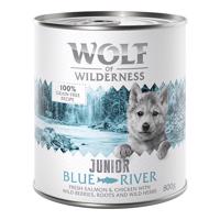 24x800g Little Wolf of Wilderness Blue River Junior kutyatáp - Csirke & lazac