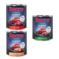 24x800g Rocco Classic nedves kutyatáp- Exkluzív-mix: marha pur, marha/lazac, marha/kacsa