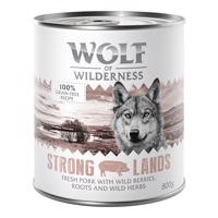 24x800g Wolf of Wilderness Single Protein óriási kedvezménnyel! nedves kutyatáp - Strong Lands sertés