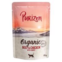 24x85g Purizon Organic marha, csirke & sárgarépa nedves macskatáp 22+2 ingyen