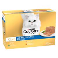 48x85g Gourmet Gold Paté hús & hal mix nedves macskatáp 36+12 ingyen