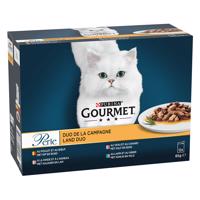 48x85g Gourmet Perle Szárazföldi duó nedves macskatáp 3+1 ingyen akcióban