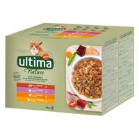 48x85g Ultima Cat Nature húsvariáció (marhahús, pulyka, csirke, baromfi) nedves macskatáp 40+8 ingyen