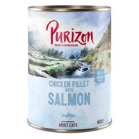 6x400g Purizon Adult csirkefilé & lazac gabonamentes nedves macskatáp 10% árengedménnyel