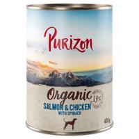 6x400g Purizon Organic Lazac, csirke & spenót nedves kutyatáp