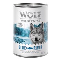 6x400g Wolf of Wilderness Adult Single protein nedves kutyatáp-Blue River hal