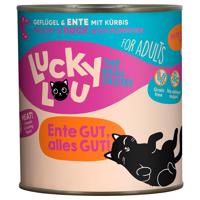 6x800g Lucky Lou Adult Baromfi & kacsa nedves macskaeledel