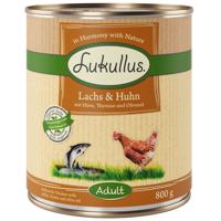 6x800g Lukullus Naturkost Adult Lazac & csirke nedves kutyatáp