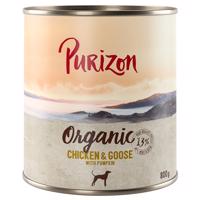 6x800g Purizon Organic csirke, liba & tök nedves kutyatáp 5+1 ingyen