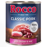 6x800g Rocco Classic Pork Csirke & borjú nedves kutyatáp