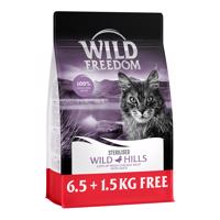 8kg Wild Freedom Wild Hills Sterilised kacsa száraz macskatáp 6,5kg+1,5 kg ingyen