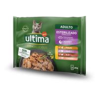 96x85g Ultima Cat Sterilized Húsváltozatok nedves macskatáp 86+10 ingyen