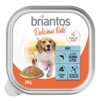 9x300g Briantos Delicious Paté Hal & borsó tálcás nedves kutyatáp