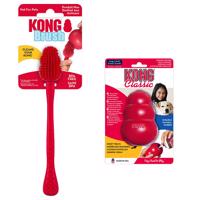 KONG Classic L (10 cm) + KONG tisztítókefe kutyajáték