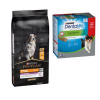 Nagy tasakos PURINA PRO PLAN + PURINA Dentalife snack ingyen! - Medium & Large Adult 7+ Age Defence (14 kg) + snack közepes testű kutyáknak (24 db)