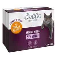 Smilla Adult Sensitive falatok zöldséggel szószban - 12 x 85 g